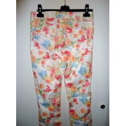 Bloemen wit/gekleurde EXPRESSO broek - Maat:38