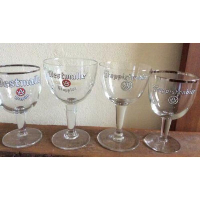 4 glazen Westmalle Trappist, verschillende