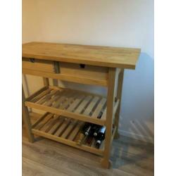 Houten roltafel met lades