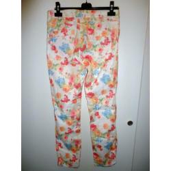 Bloemen wit/gekleurde EXPRESSO broek - Maat:38