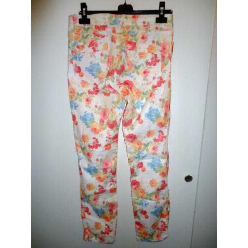 Bloemen wit/gekleurde EXPRESSO broek - Maat:38