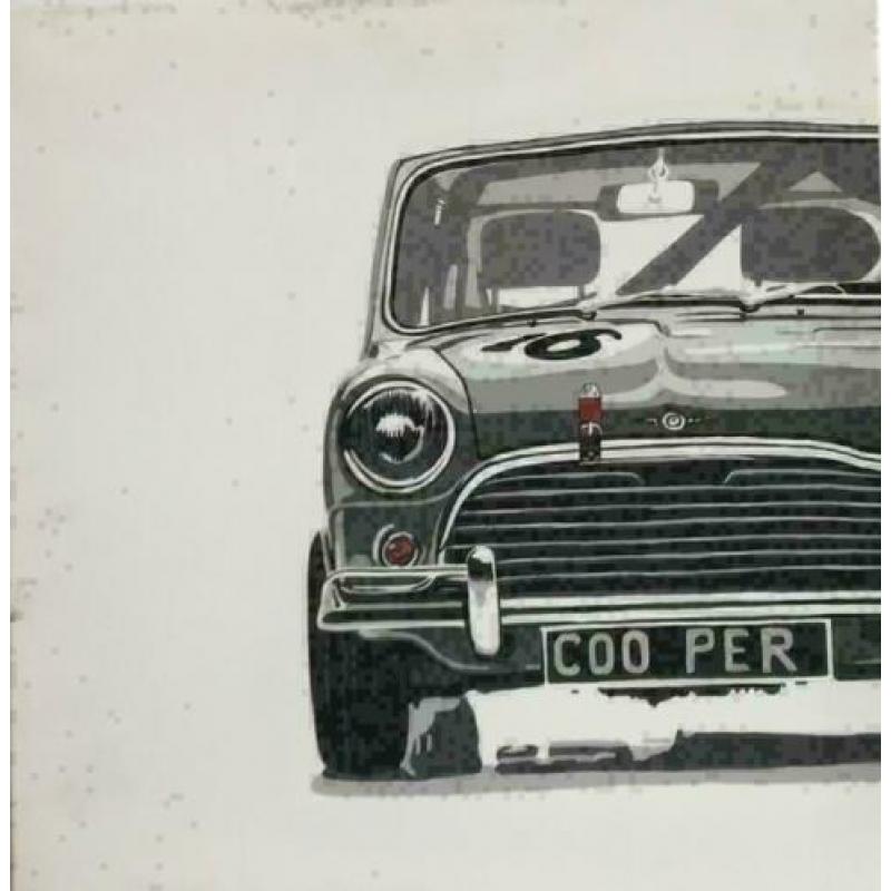 classic mini cooper op doek 3