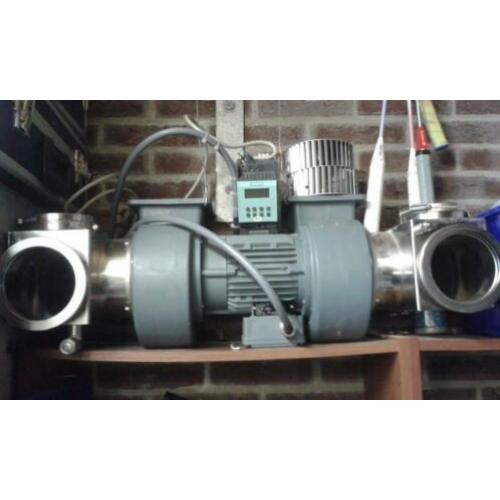 Ventilator met vier aansluitingen.Blaast super