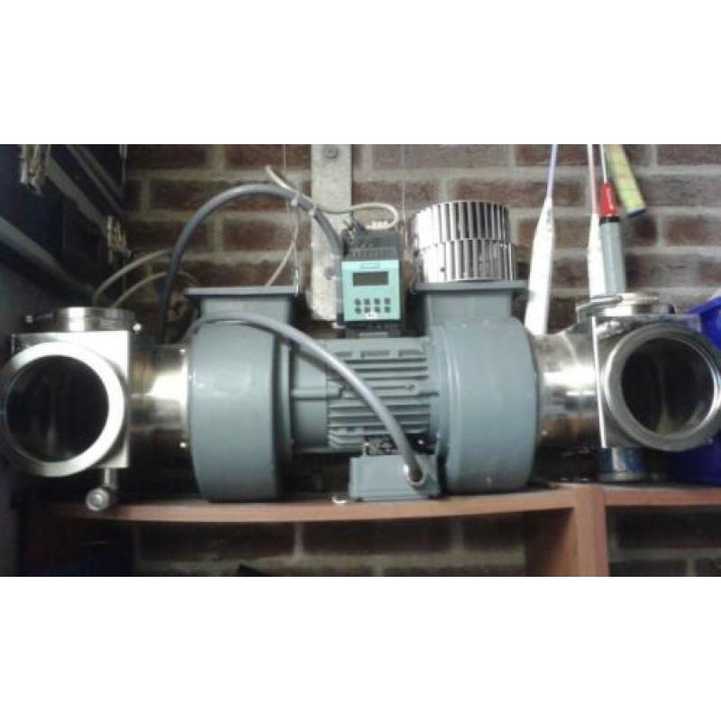 Ventilator met vier aansluitingen.Blaast super