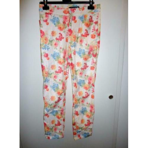 Bloemen wit/gekleurde EXPRESSO broek - Maat:38