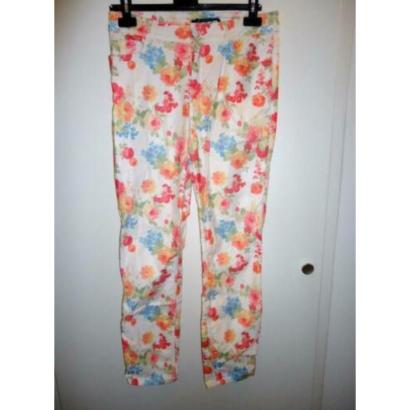 Bloemen wit/gekleurde EXPRESSO broek - Maat:38