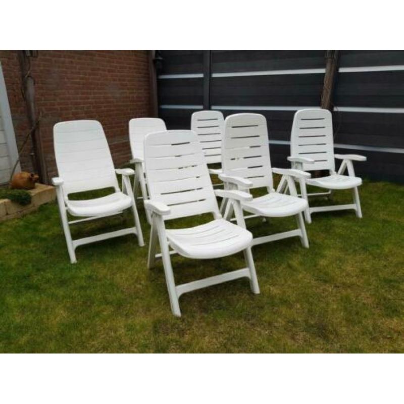6 Verstelbare tuinstoelen Flair Plaisir met tafel