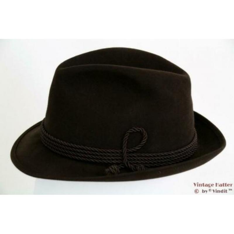 Vintage Gleufhoed Patterson en Co. zeer donker bruin 56