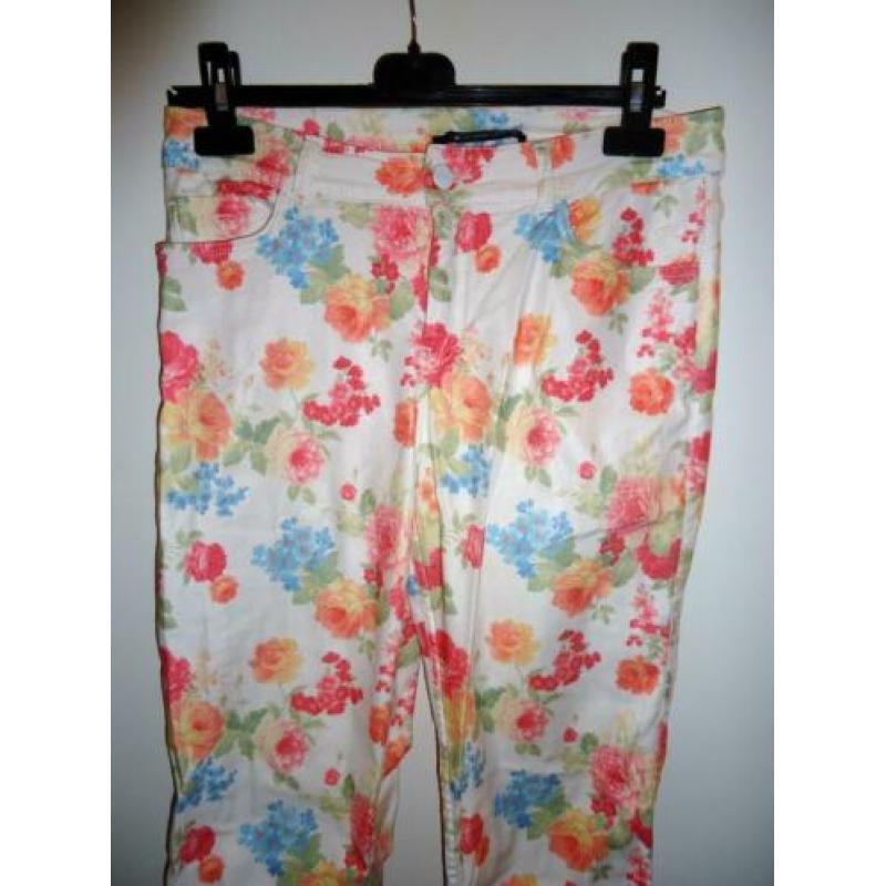 Bloemen wit/gekleurde EXPRESSO broek - Maat:38