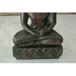 Houten Beeld Mediterende Thaise Boeddha