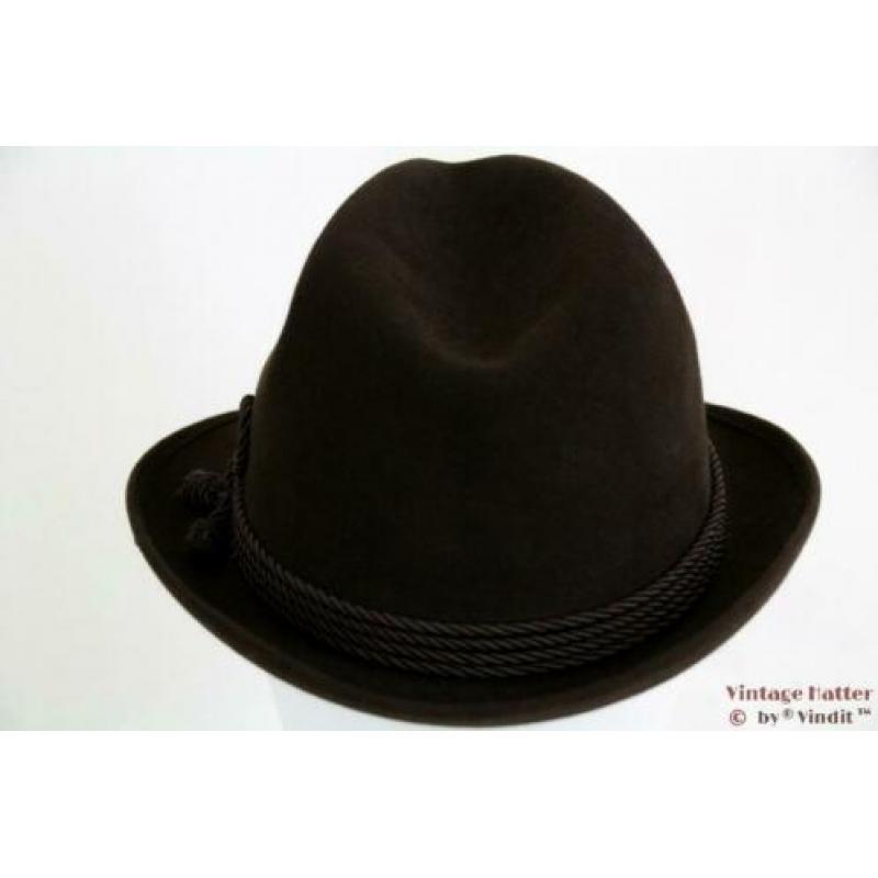 Vintage Gleufhoed Patterson en Co. zeer donker bruin 56