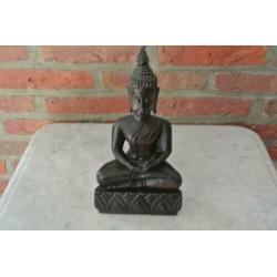 Houten Beeld Mediterende Thaise Boeddha