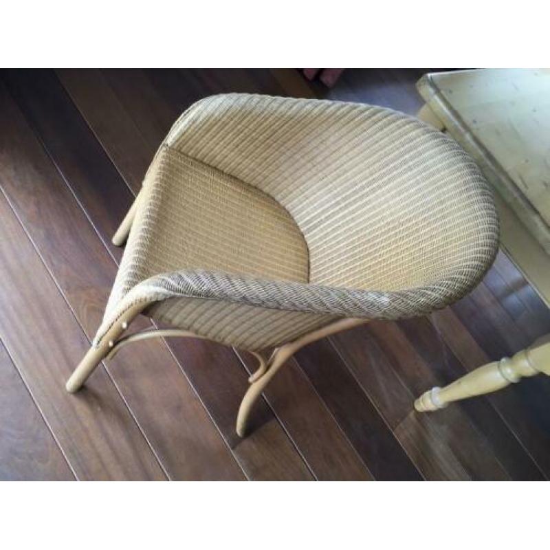 4 Lloyd Loom eetkamerstoelen Honingkleur