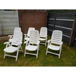 6 Verstelbare tuinstoelen Flair Plaisir met tafel