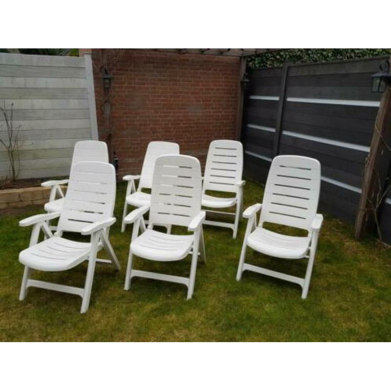 6 Verstelbare tuinstoelen Flair Plaisir met tafel