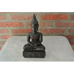 Houten Beeld Mediterende Thaise Boeddha