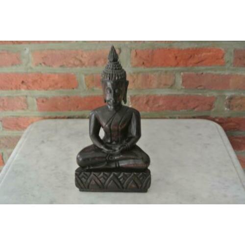 Houten Beeld Mediterende Thaise Boeddha