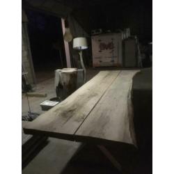 Massief eiken boomstamtafel, 365cm, dikte 8cm, nieuw!!
