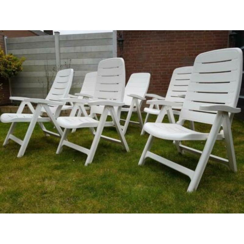 6 Verstelbare tuinstoelen Flair Plaisir met tafel
