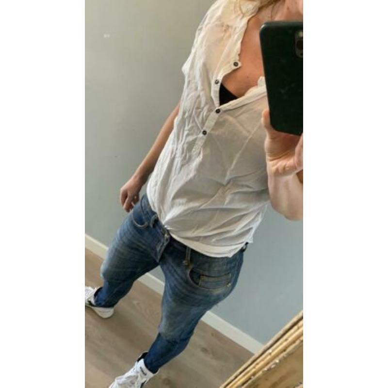 Humanoid blouse korte mouw t-shirt lichtblauw maat M