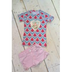 Super mooi handgemaakt shirtje mt 110/116