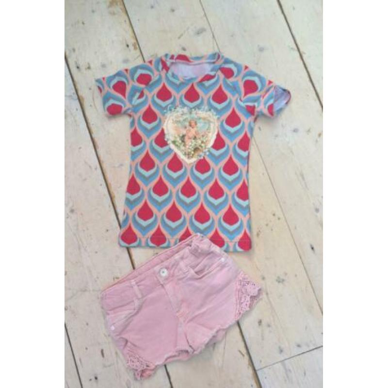 Super mooi handgemaakt shirtje mt 110/116