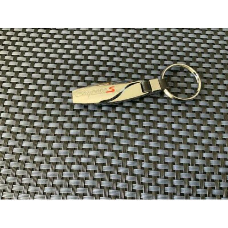 Porsche zilver langwerpige sleutelhanger