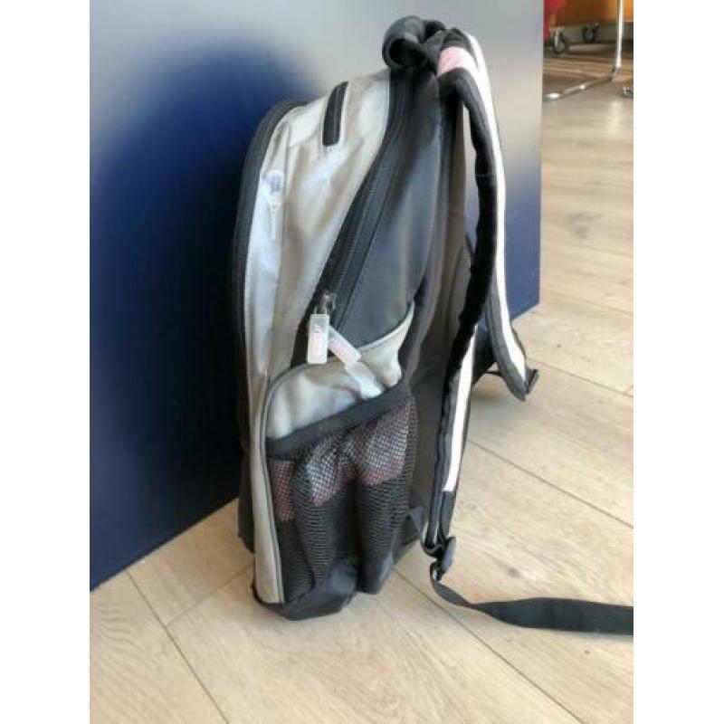 Prince tennis tas zwart, grijs en roze.
