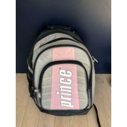 Prince tennis tas zwart, grijs en roze.