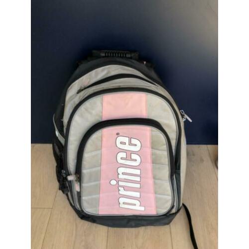 Prince tennis tas zwart, grijs en roze.