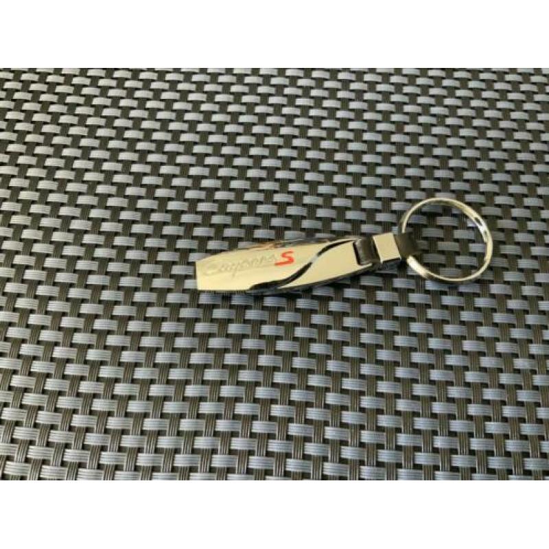 Porsche zilver langwerpige sleutelhanger