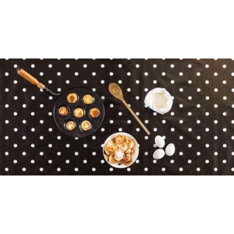 Tafelzeil Grote Stip - 140 x 250 cm - Zwart/Wit