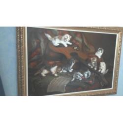 Kattenschilderij van Trirum met 7 katten