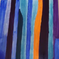 Abstract purple modern schilderij.