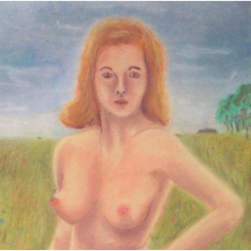 Hubert Bekman een "naakt poze " vrouw in landschap