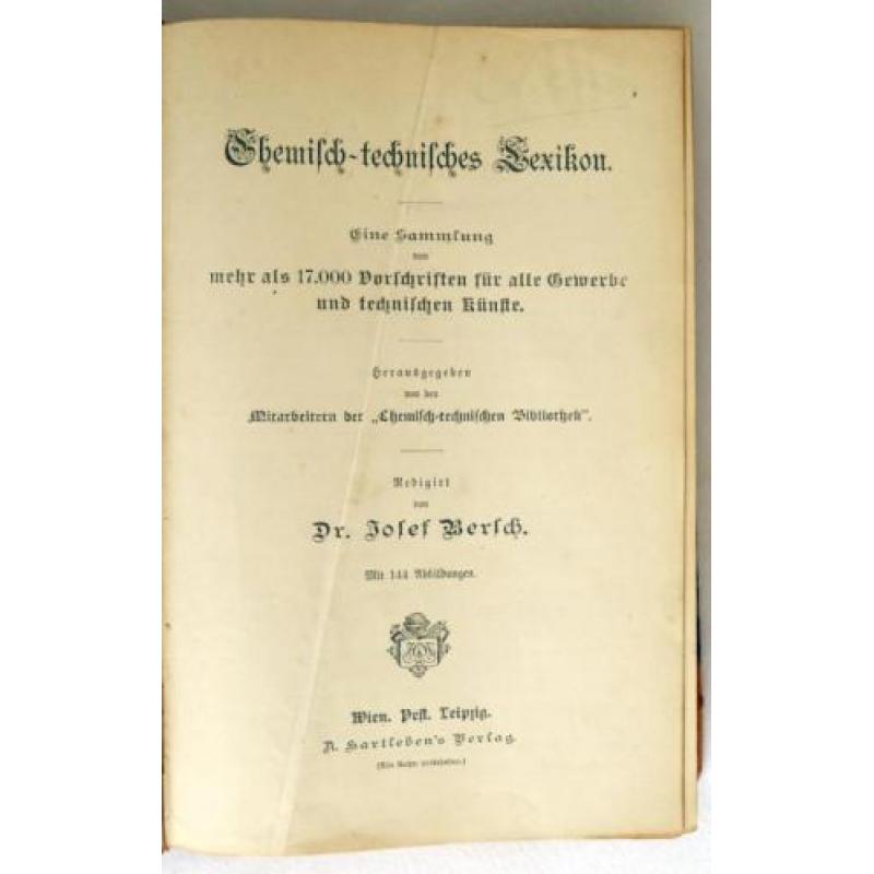 Chemisch - technisches Lexikon. Bersch, Josef