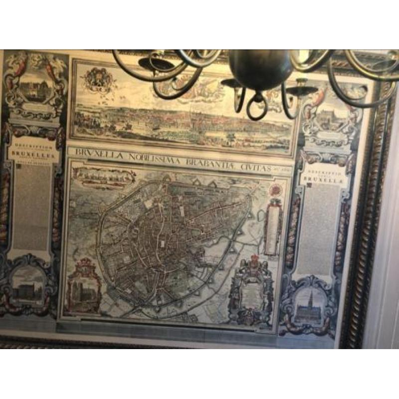 Oude landkaart van brussel in fraaie houten lijst