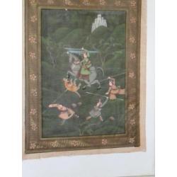 Jachttaferelen, originele schilderijen, India, Rajasthan
