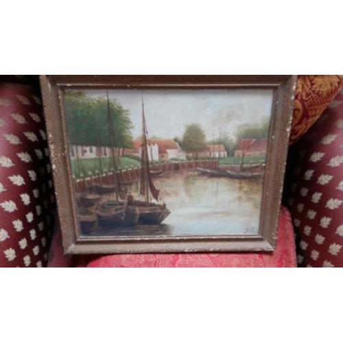 Oud schilderij 1946 gesigneerd JT vintage