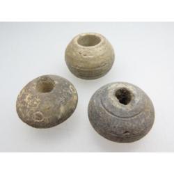 Medieval set of decorated terracotta cloth spinning beads