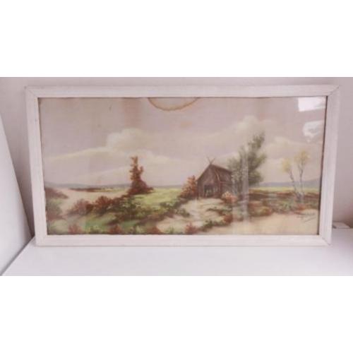 Schilderij, heidelandschap, oud