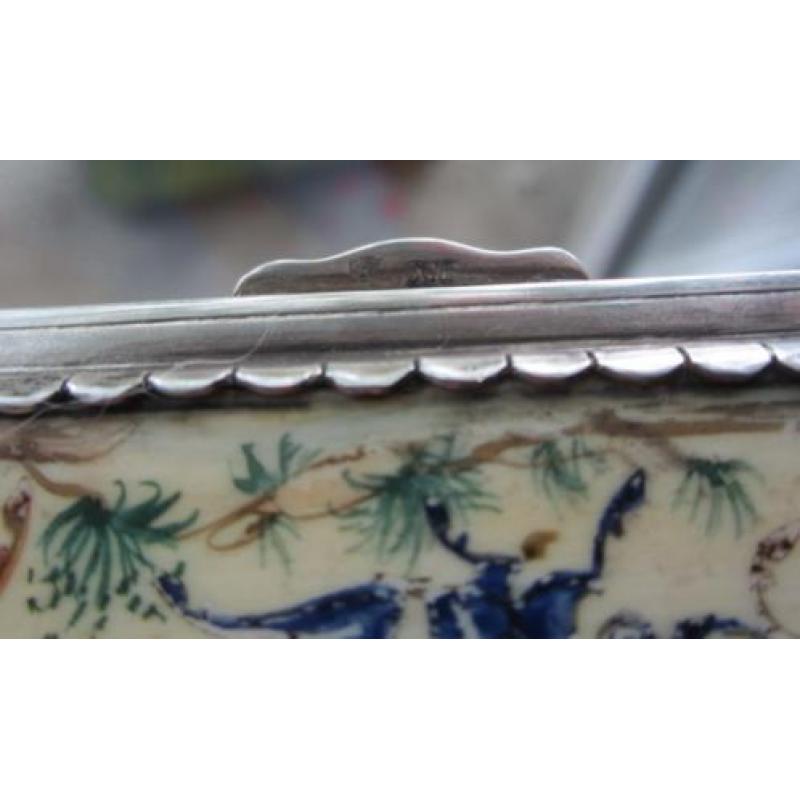 Antieke pillendoos, kaartendoos zilver met zilvermerk