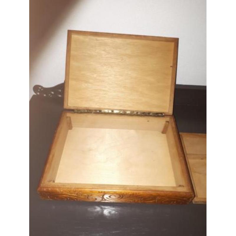 Antieke houten naaidoos 34x23 cm