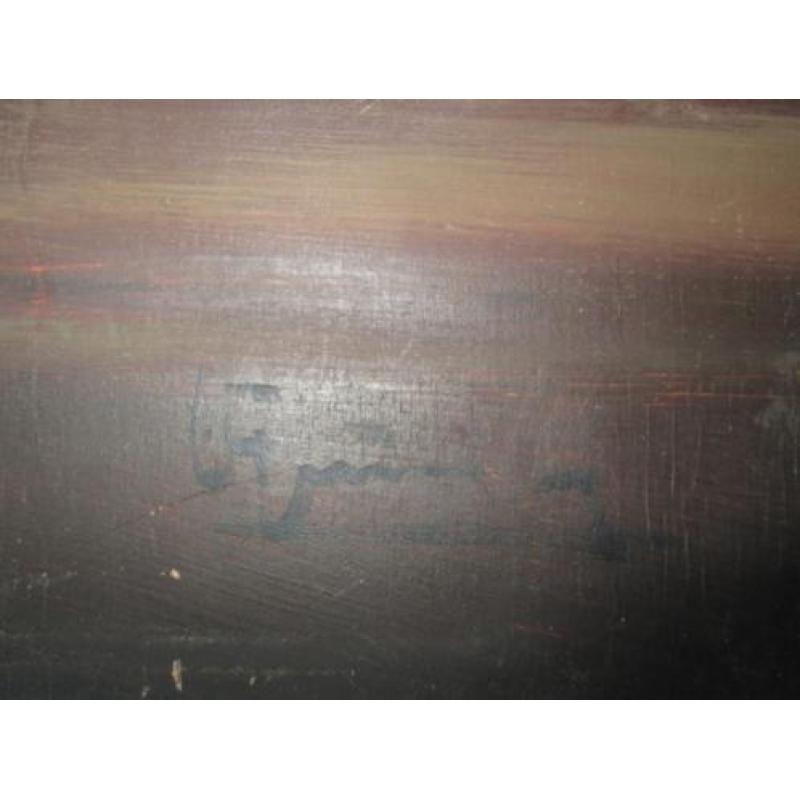 Stilleven met Kan en Fruit op Board Gesigneerd