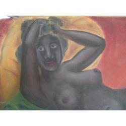 Hubert Bekman (kunstenaar) grote Krijt tekening Afrikaanse