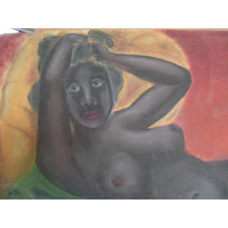 Hubert Bekman (kunstenaar) grote Krijt tekening Afrikaanse