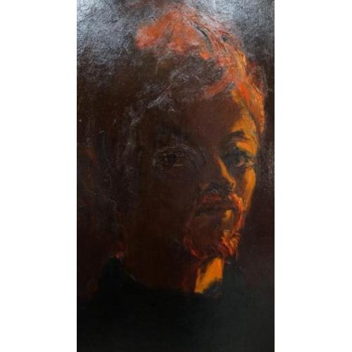 Hans Kitslaar (1944) zelfportret op doek.