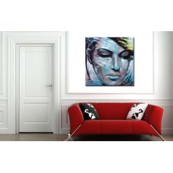 d848 Dame olieverf schilderij 100x100cm