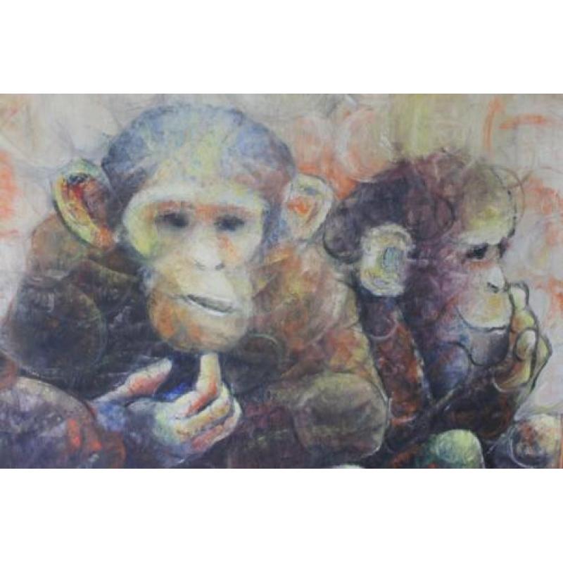 GVC (monogram), Olie op doek; 87x102 Chimpansees