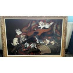 Kattenschilderij van Trirum met 7 katten